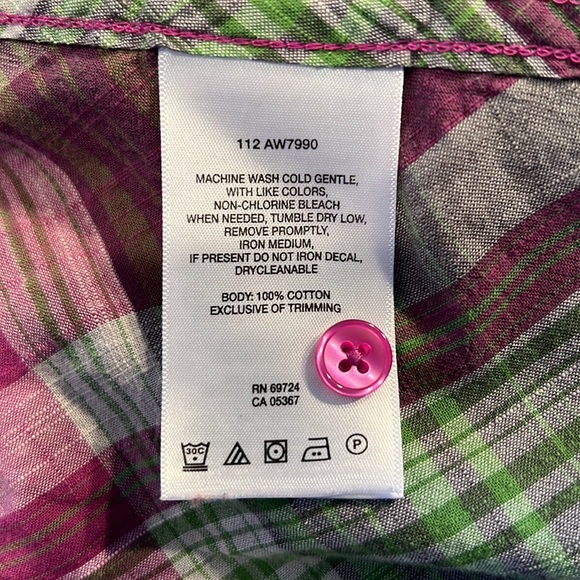 Columbia Camp Henry womens plus long sleeve blouse plaid roll tab cotton 2X - Picture 9 of 9